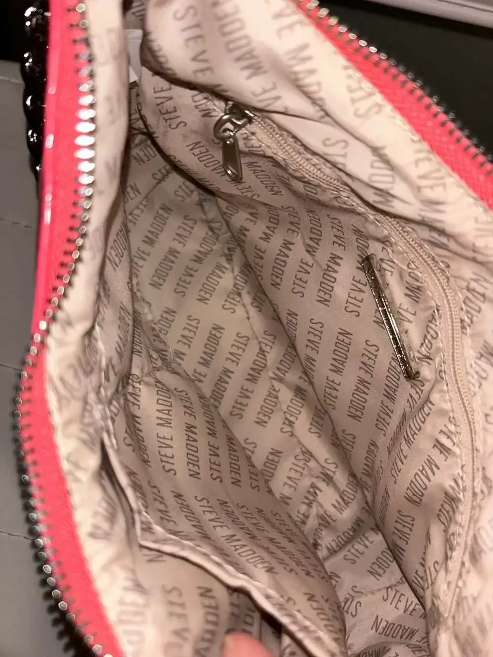 Steve Madden B-Posie Quilted Patent Crossbody Bag in Coral